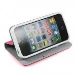 Wholesale Apple iPhone 4/4S Crystal Diamond Flip Wallet Case (Hot Pink)